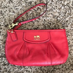 Red leather coach wristlet